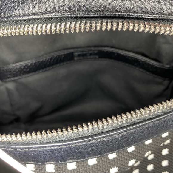 KARA Small Backpack in Black Grid Woven Pebble Leather - Picture 13 of 16